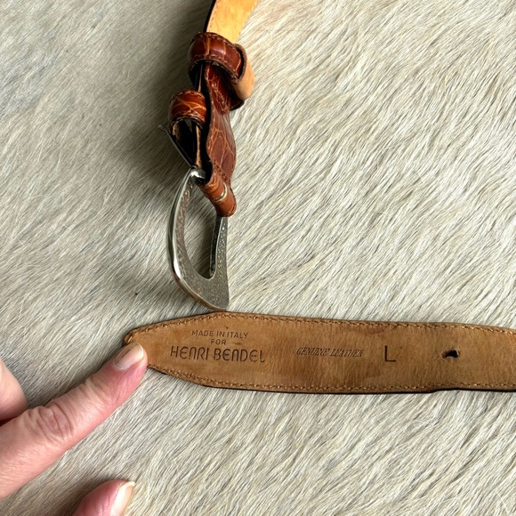 Henri Bendel leather and silver western belt SZ Large - Picture 4 of 6